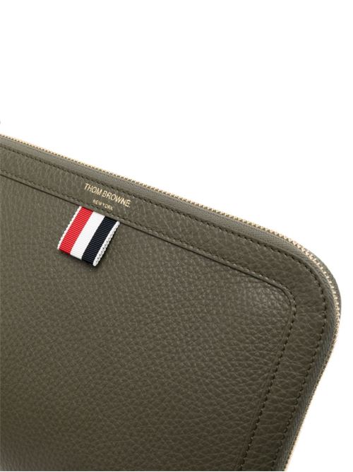 Dark green calf leather pouch THOM BROWNE | MAC072AL0090320